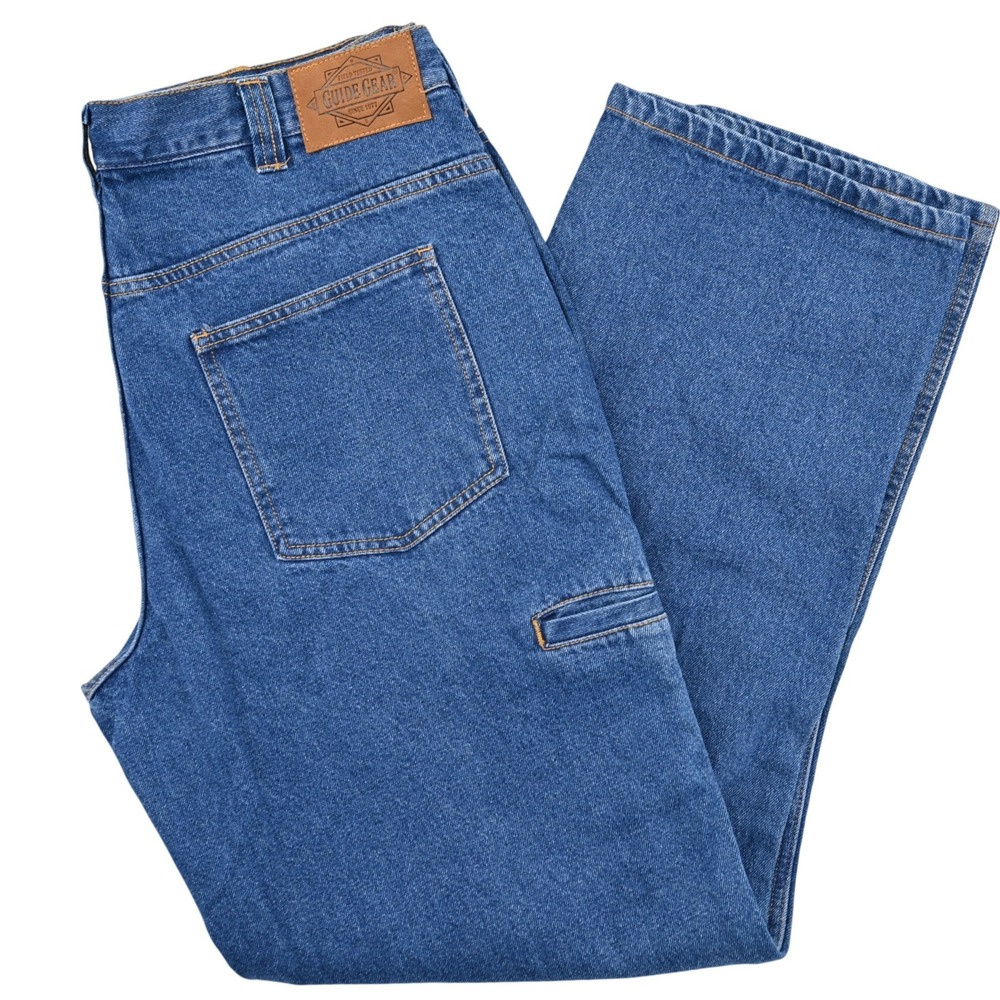 100% Cotton Guide Gear Double Knee Carpenter Jeans 36x32 Blue Workwear Mens